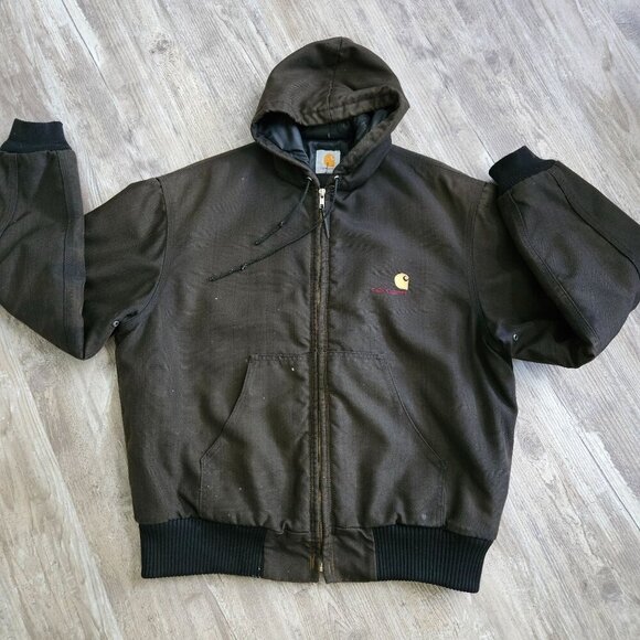 Carhartt Other - Vintage CARHARTT Hooded Jacket Mens J21? Cordura Nylon Canvas Quilted 90s Size L